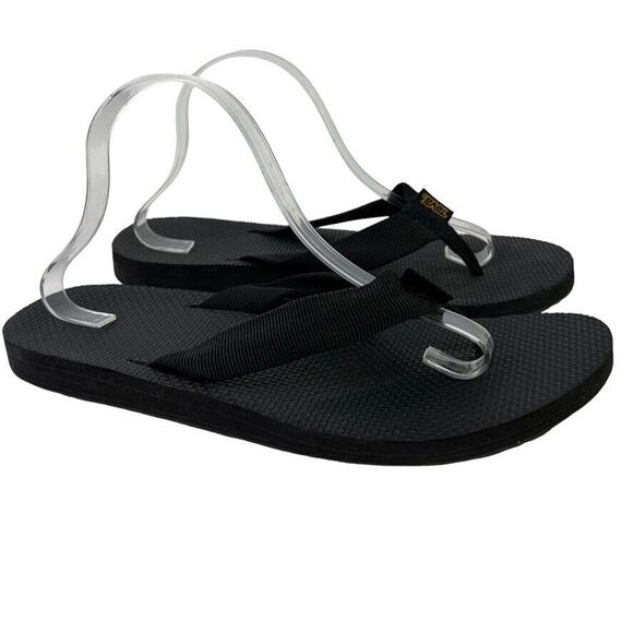 Teva 1004386 Mens Classic Solid Black Flip Flops Thongs Sandals Slides Shoes 11 - Picture 1 of 16